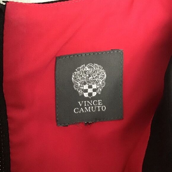 VINCE Camuto sleeveless dress black white pink pockets stretchy material size 4 - Picture 4 of 13